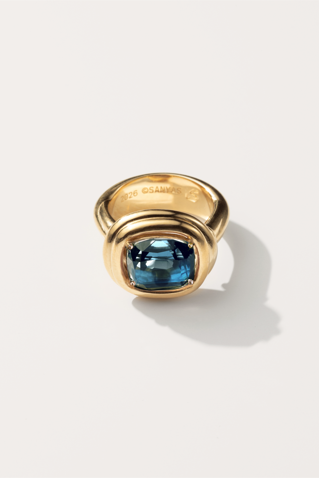 Gold-plated London Blue Topaz Phèdre N°30 ring