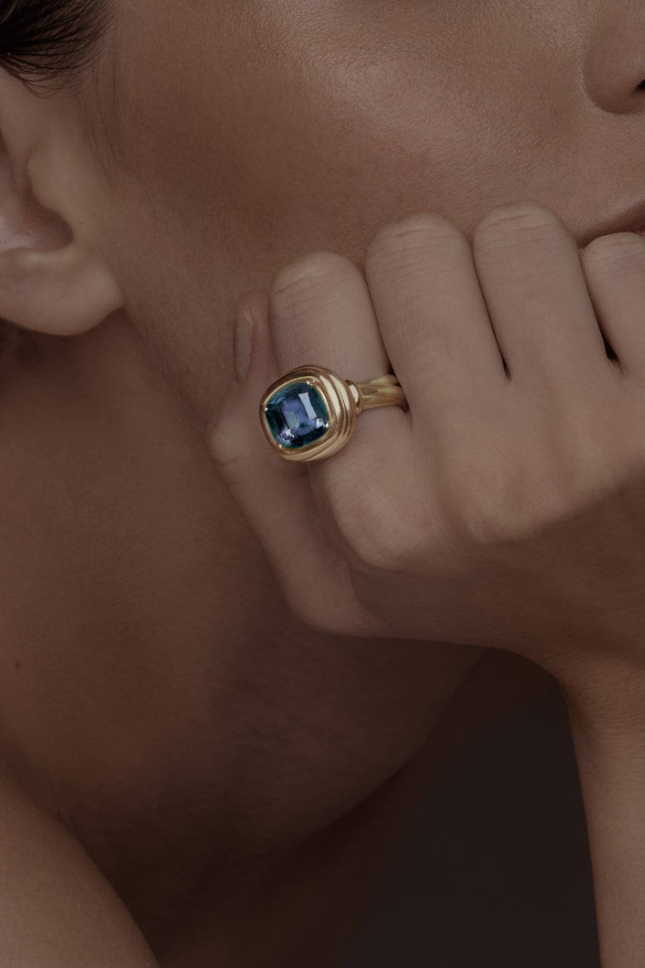 Gold-plated London Blue Topaz Phèdre N°30 ring