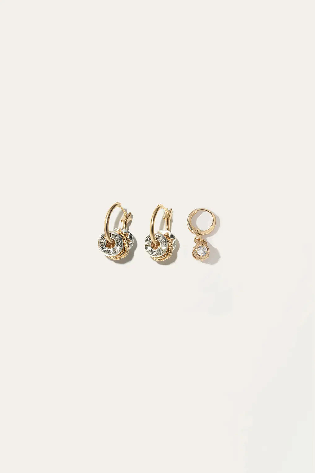 3 EARRINGS — 2 MINI ANTIGONE CRYSTAL HOOPS + ALIX #1