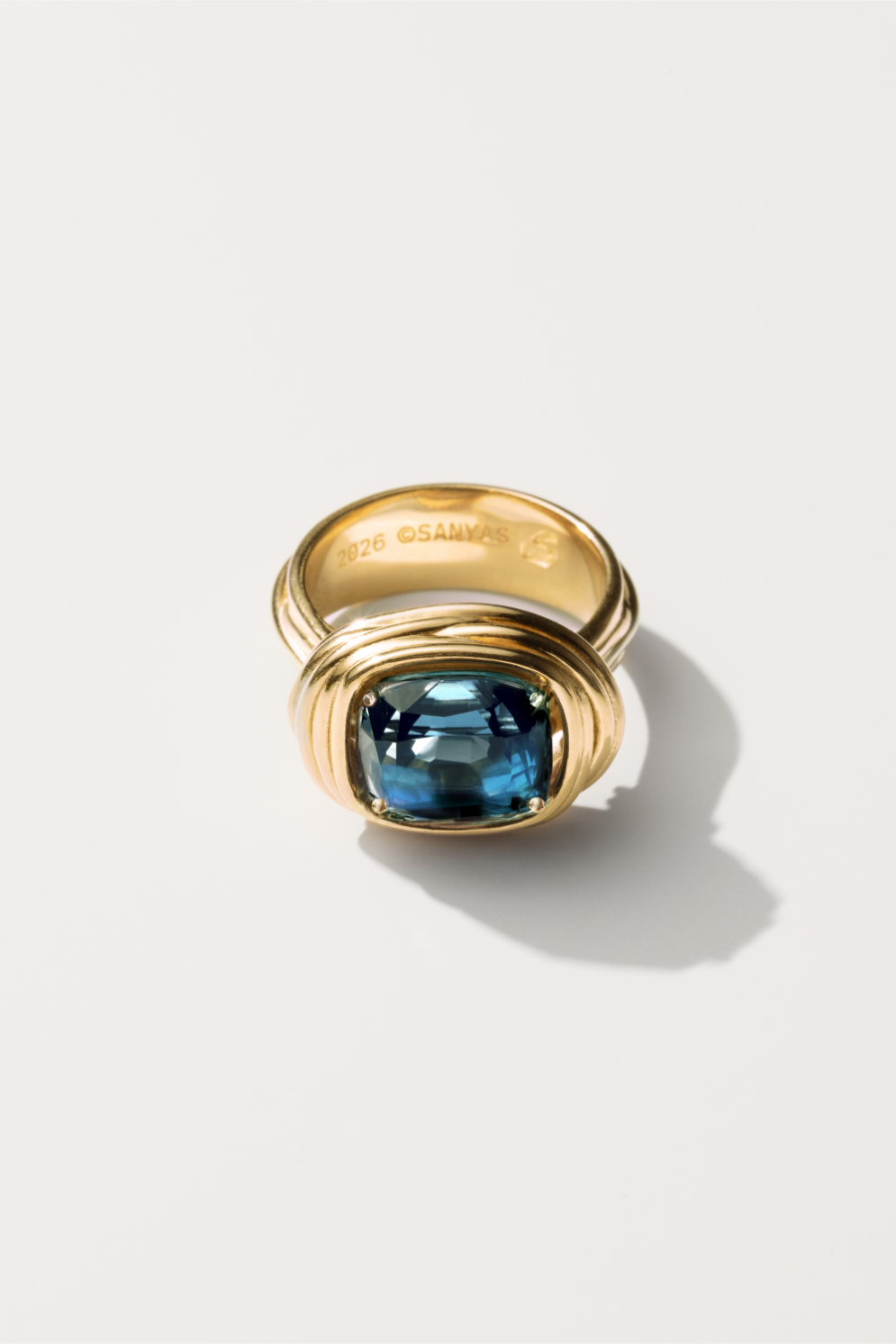 Gold-plated London Blue Topaz Phèdre N°13 ring