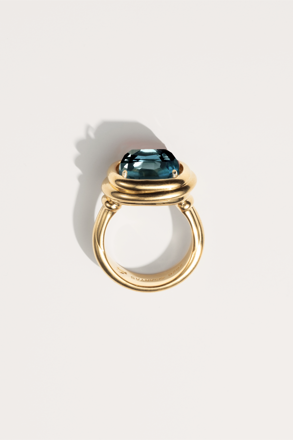 Gold-plated London Blue Topaz Phèdre N°30 ring