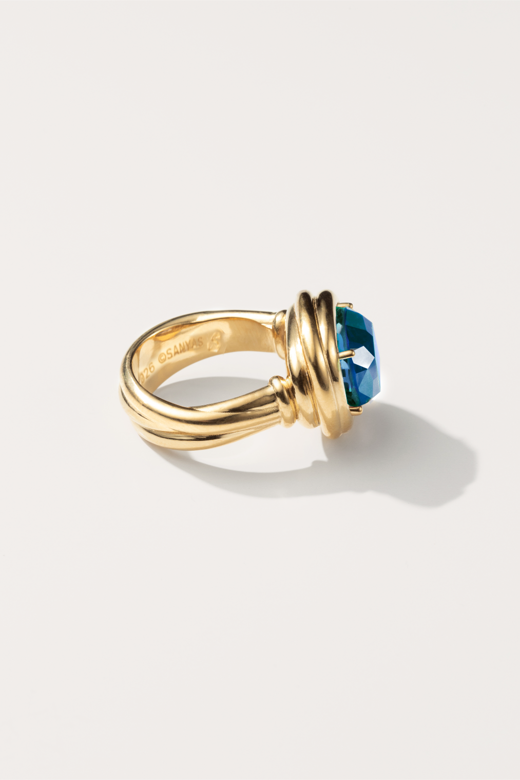 Gold-plated London Blue Topaz Phèdre N°30 ring