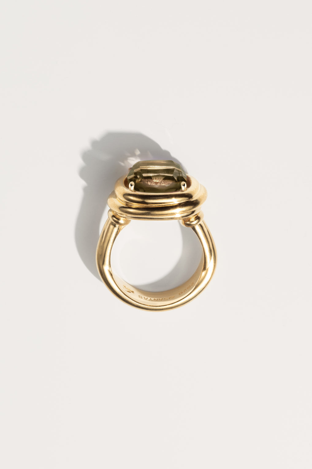 Gold-plated Smokey Quartz Phèdre N°30 ring